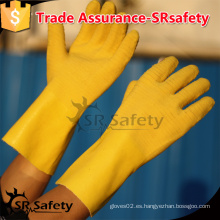 SRSAFTY Guantes industriales de nitrilo amarillo, guantes industriales químicos